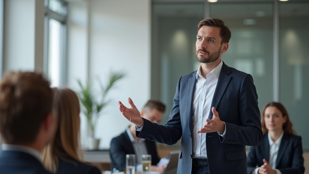 Fachmann präsentiert vor Publikum