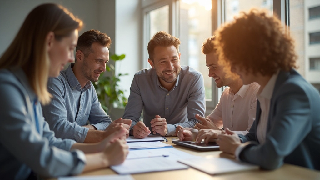 Team arbeitet zusammen in modernem Büro