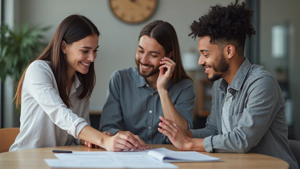 Diverse Teamkolleg:innen arbeiten zusammen an Projekt mit positiver Dynamik