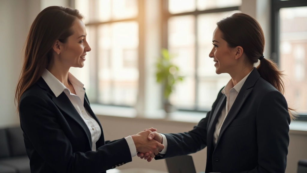 Kollegiales Feedback nach einer erfolgreichen Präsentation, zwei Fachleute in einem modernen Büro