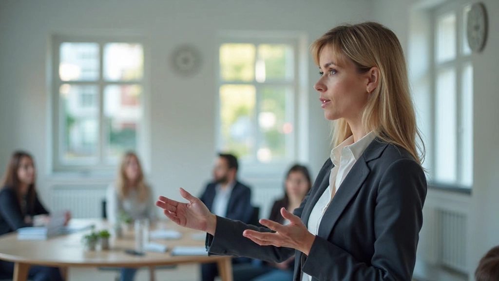 Professionelle Frau führt wichtiges Geschäftsgespräch mit Kollegin im modernen Büro